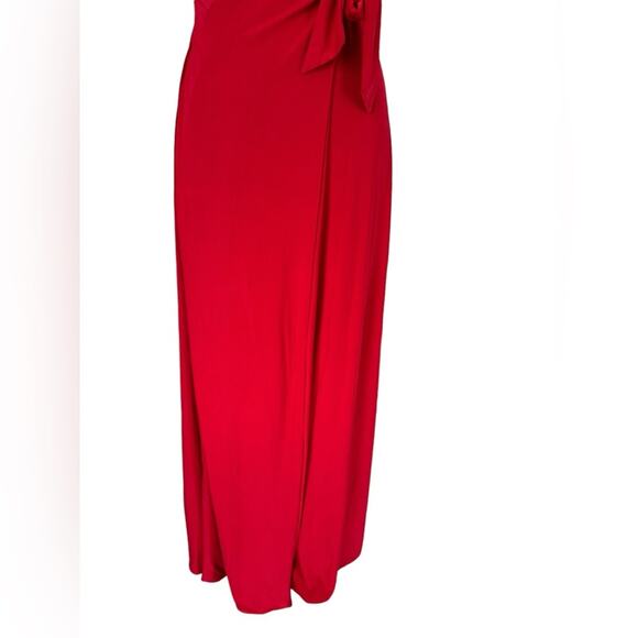 Misa Los Angeles Veronica Dress Red Long Wrap Maxi Stretchy Romantic Glamorous - Picture 5 of 16